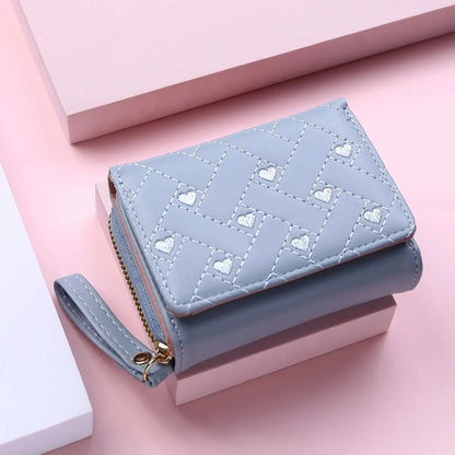 Women's Embroidered PVC Zipper Wallet with Large Capacity