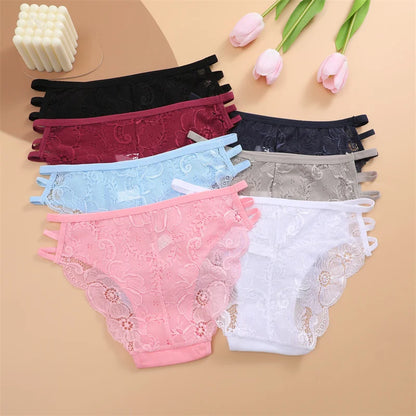 3PC Set Women's Floral Lace Low Rise Briefs