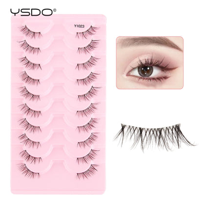 YSDO 5/10 Pairs Natural Soft Black Half Lashes