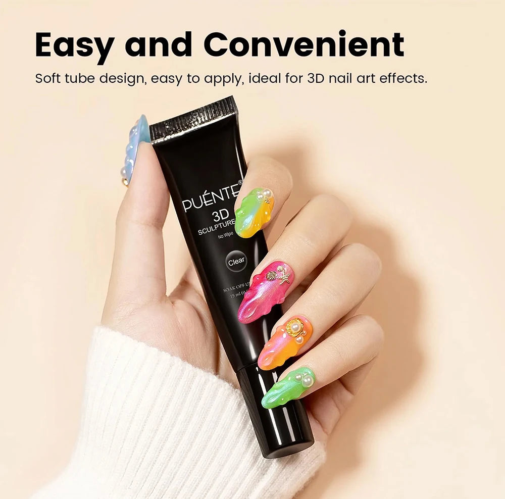 Clear 3D No Wipe Sculpture Gel Nail Polish 15ML