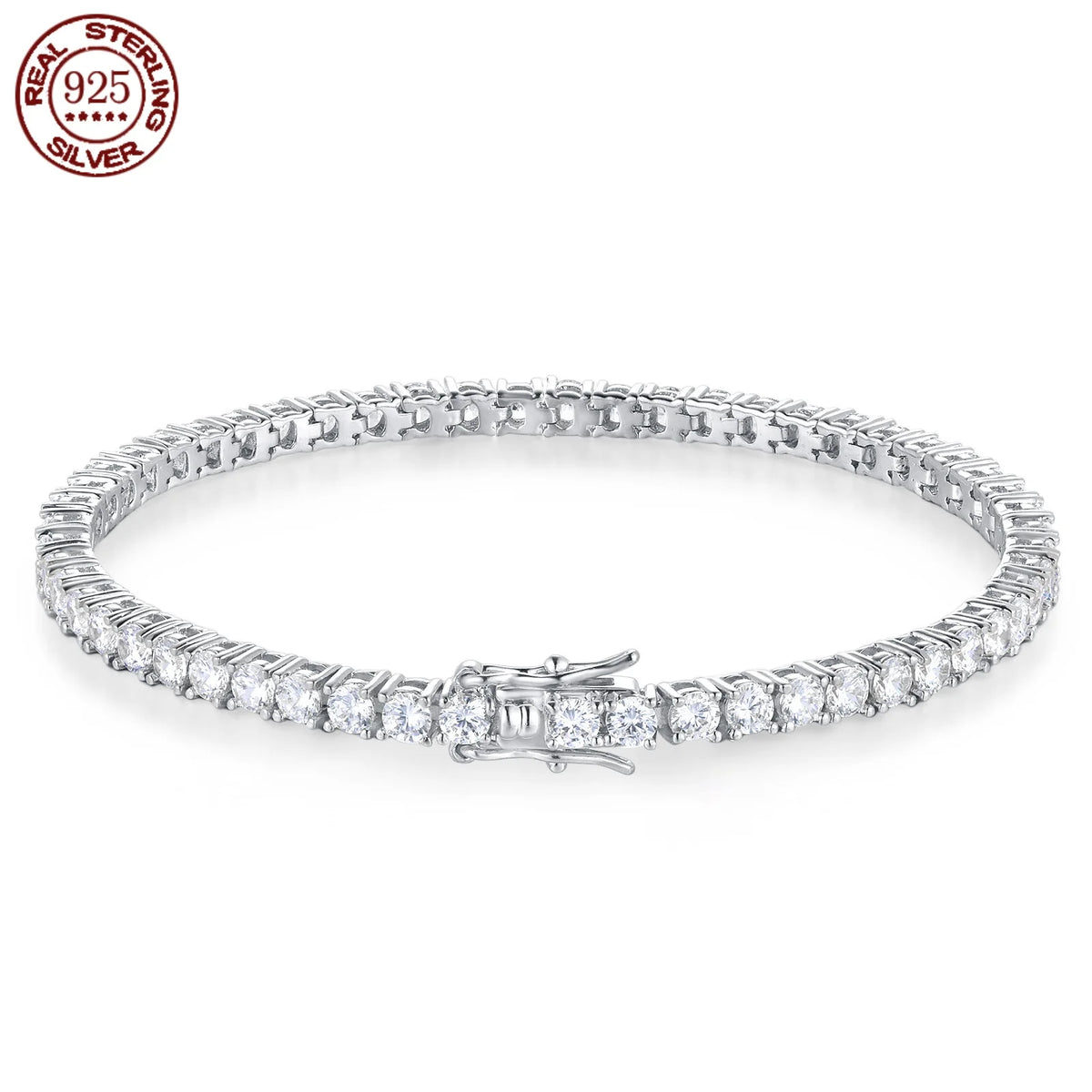 Moissanite Tennis Bracelet 925 Sterling Silver 18K Gold