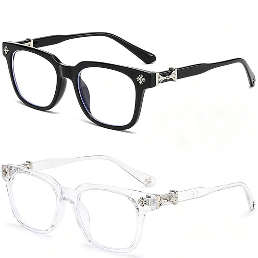 Square Anti Blue Light Glasses Black Transparent Frame