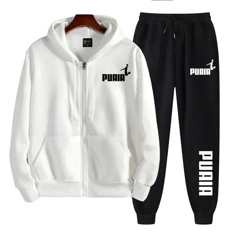 Men's Printed Hooded Sweatshirt and Pants Set