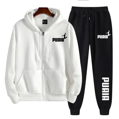 Men's Printed Hooded Sweatshirt and Pants Set