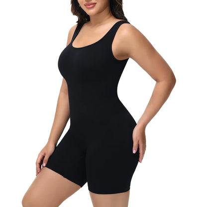 Wide Strap Bodysuit Shapewear for Women in Black/Nude