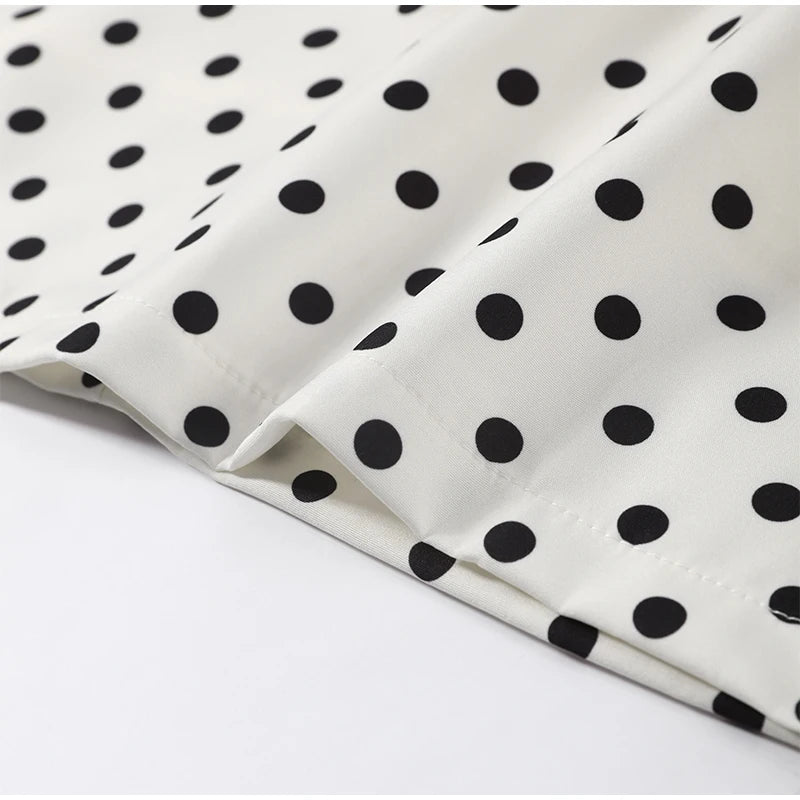 Hollow Out Polka Dot Women Dress with Zipper Closure