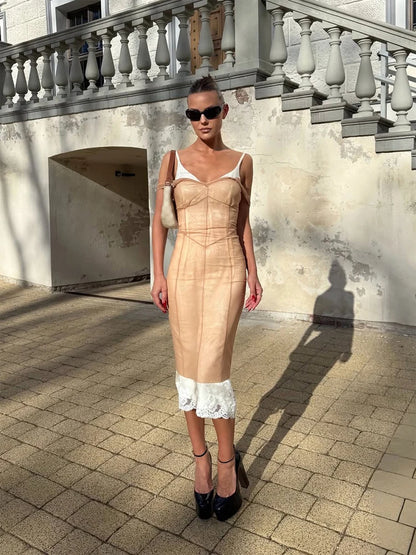 Elegant Fishbone V-neck Mini Dress Women Sleeveless Polyester