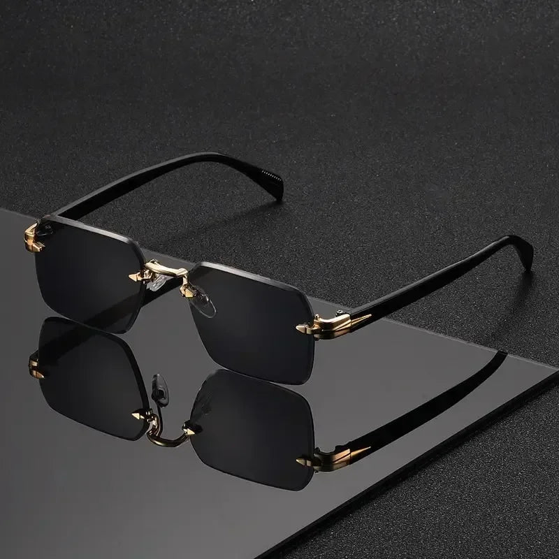 Rimless Rectangle Sunglasses for Unisex with UV400 Protection