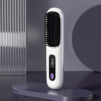Cordless Hair Straightener Brush with LCD Display