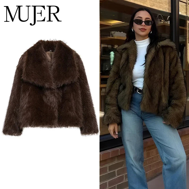 Faux Fur Fluffy Coat for Women Warm Winter Outerwear