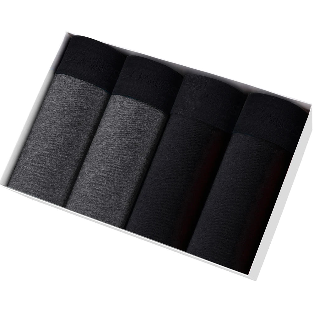 4pcs Cotton Boxer Shorts for Men Soft Underwear Set