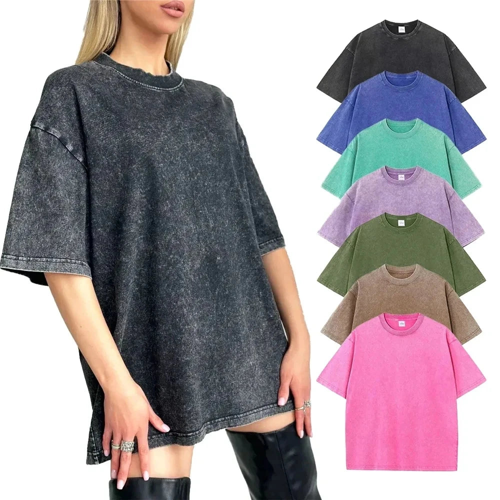 Vintage Cotton Short Sleeve T-Shirt for Women