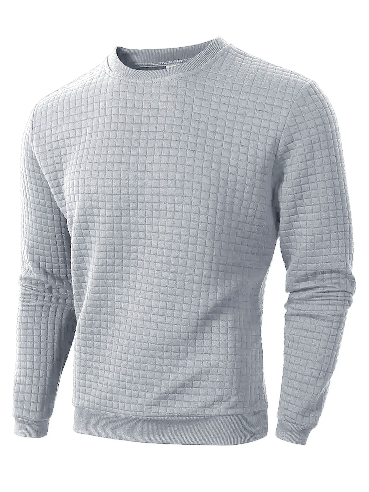 Men's Casual Jacquard Check Pullover Sweatshirt