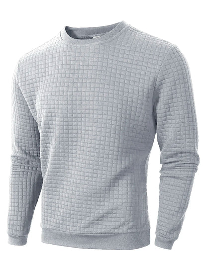 Men's Casual Jacquard Check Pullover Sweatshirt