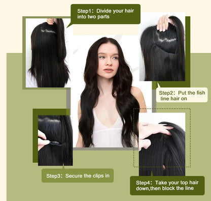 VeSunny Remy Hair One Piece Invisible Wire Extensions