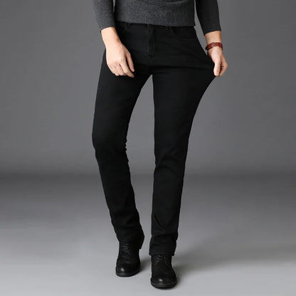 Men's Soft Stretch Black Denim Biker Jeans