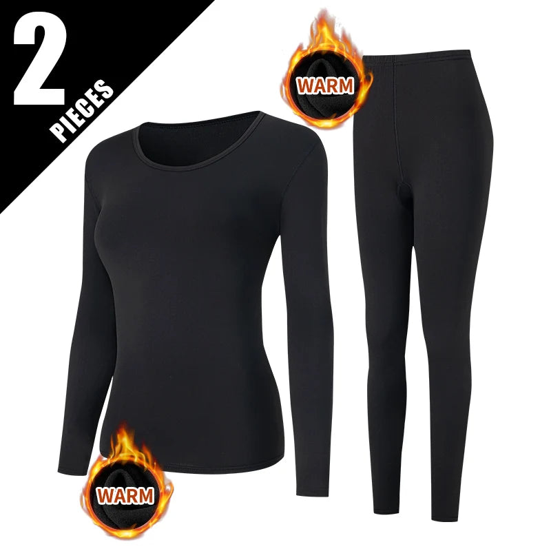 Women's Solid Color Round Neck Warm Suit