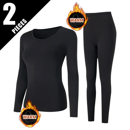 Women's Solid Color Round Neck Warm Suit
