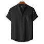Men's Cotton Linen Short Sleeve T-Shirt Casual Beach Top
