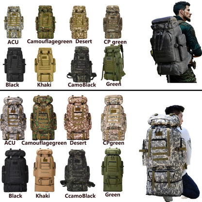 80L Tactical Mountaineering Backpack for Hiking Camping