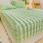 Fluffy Plush Fitted Bed Sheet Rabbit Fleece Solid Color