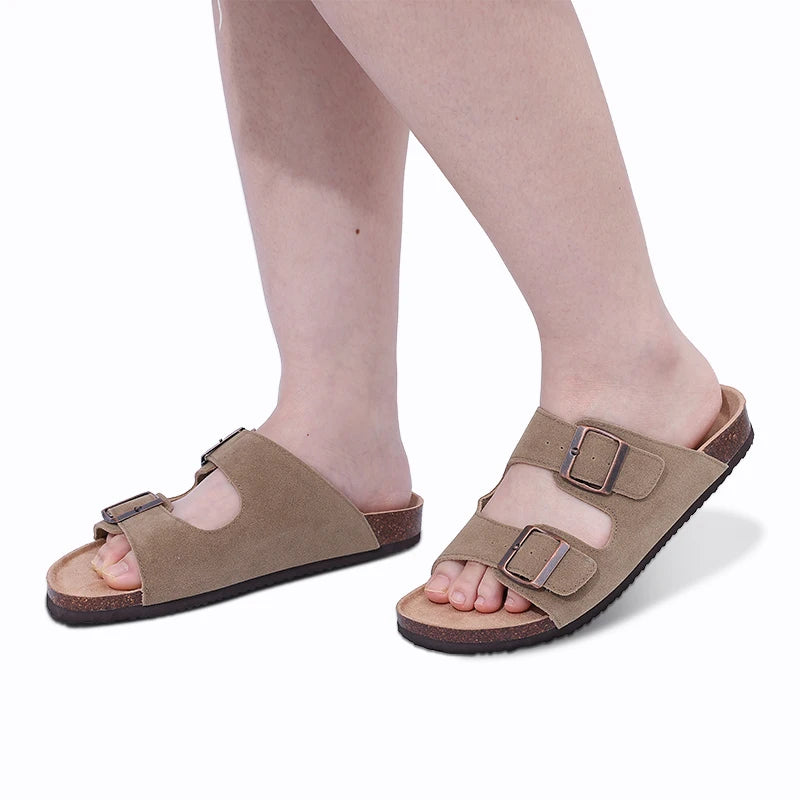Comwarm Women's Suede Mules Slippers with Cork Insole