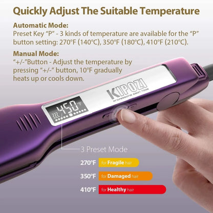 KIPOZI Titanium Flat Iron Hair Straightener with LCD Display