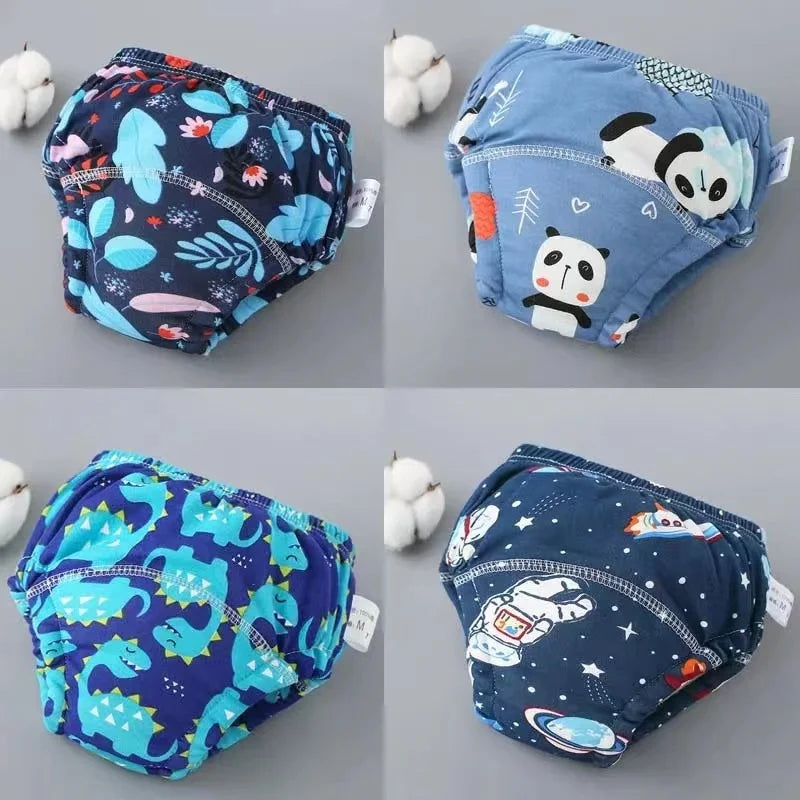 4PCS Reusable Cotton Baby Diapers for Potty Training