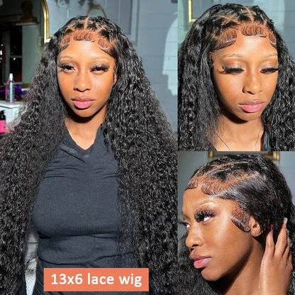 13x6 Deep Wave Human Hair Wig 250 Density 40 Inch