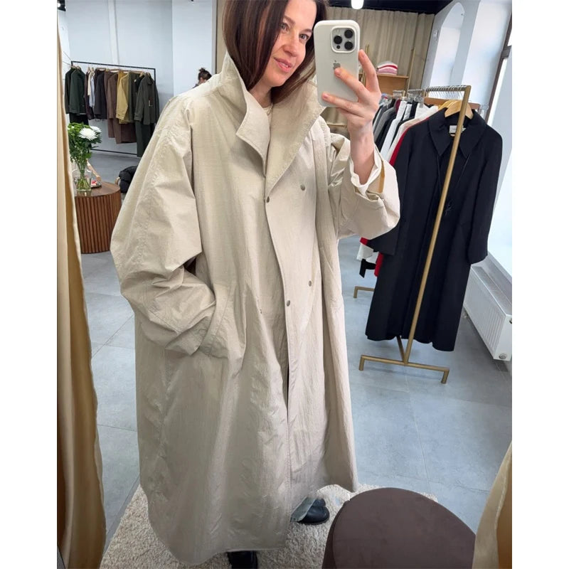 Women's Windproof Trench Coat Loose Fit Overcoat