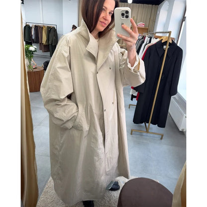 Women's Windproof Trench Coat Loose Fit Overcoat