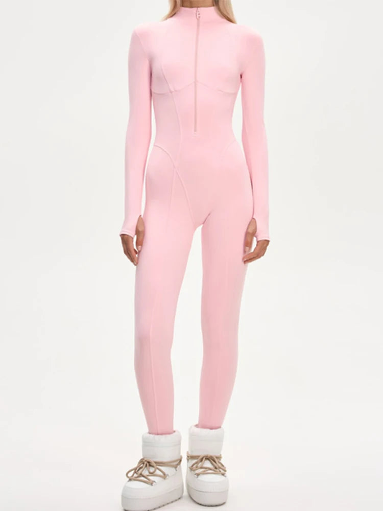 Women's Waterproof Ski Jumpsuit Hooded Winter Outfit