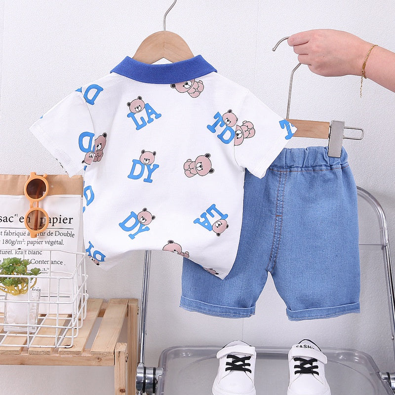 Boys Cartoon Bear T-Shirt and Shorts Set