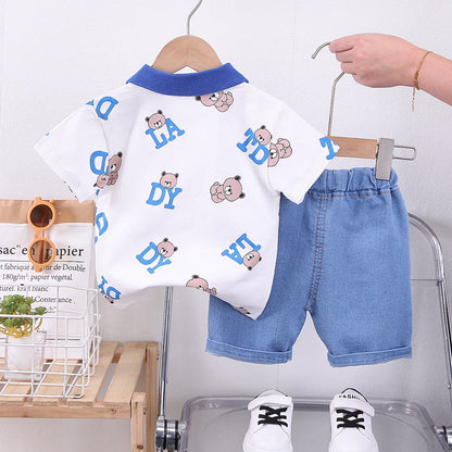 Boys Cartoon Bear T-Shirt and Shorts Set