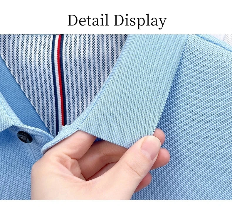 Men's Short Sleeve Cotton Polo Shirt with Embroidery