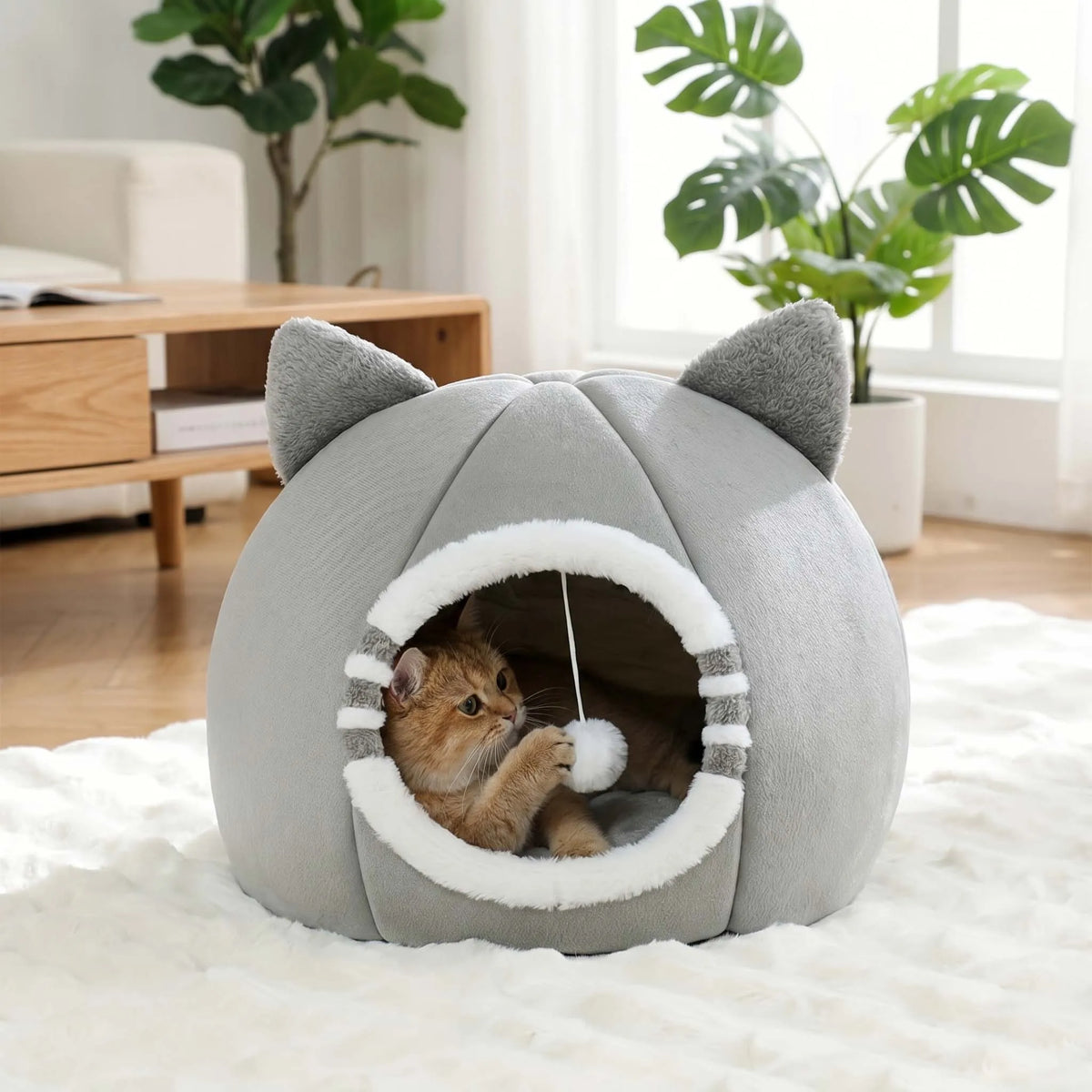 Deep Sleeping Cat Bed Cave Nest Plush Soft Mat