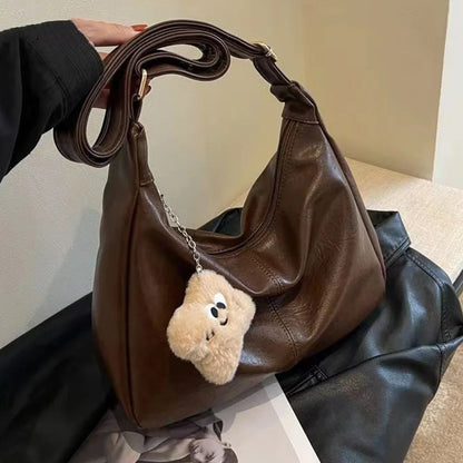 Trendy PU Leather Slouchy Shoulder Bag for Women