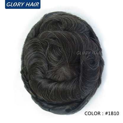 Double Knotted Toupee 130% Density Indian Hair 5 Inch