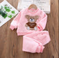 Kids Cotton Thick Warm Hooded Sweater Set Pink Grey