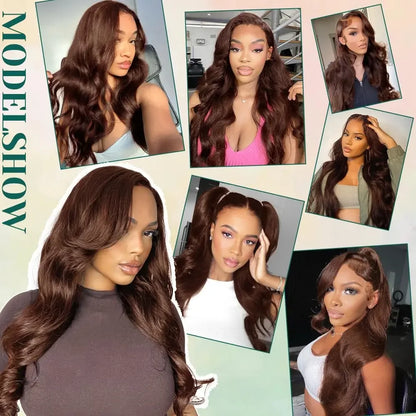 Body Wave Wig 46 Inches Chocolate Brown Remy Hair