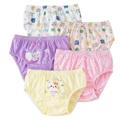 Children's Cotton Underpants for Girls Cute Cat Design