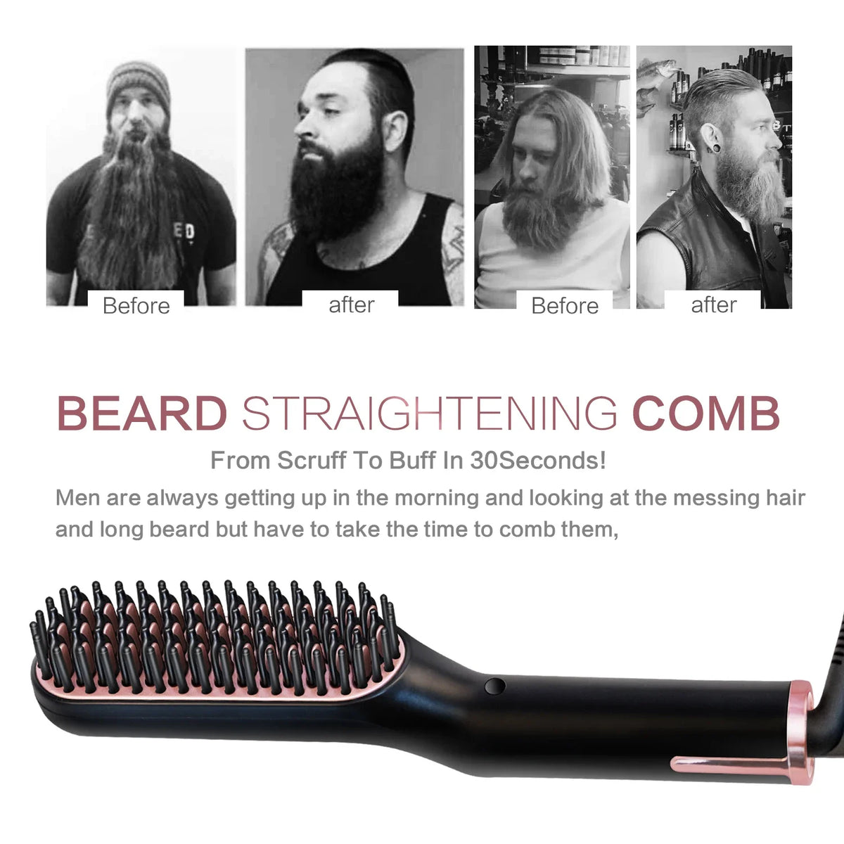 Men's Electric Beard Straightener Brush Wet and Dry Styler