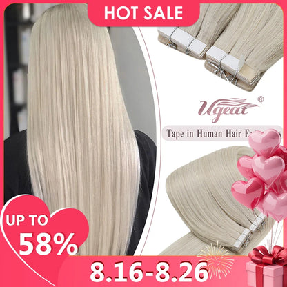 Ugeat Tape In Hair Extensions Brazilian Remy Hair 20P/40P