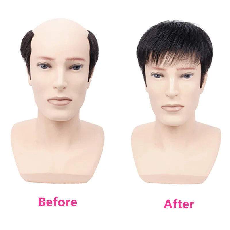 Men's Short Hair Synthetic Fiber Wig for Daily Use
