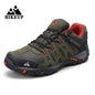 HIKEUP Men's Suede Leather Hiking Shoes Black Gray Khaki