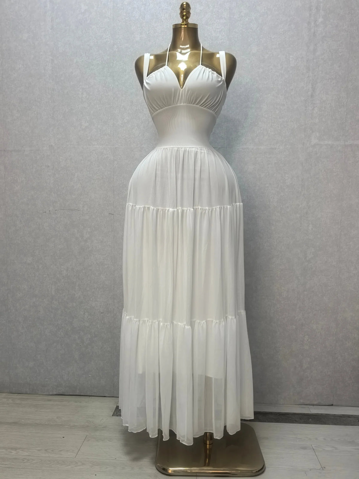 Summer Women Halter Maxi Dress Slim Polyester Beach Party