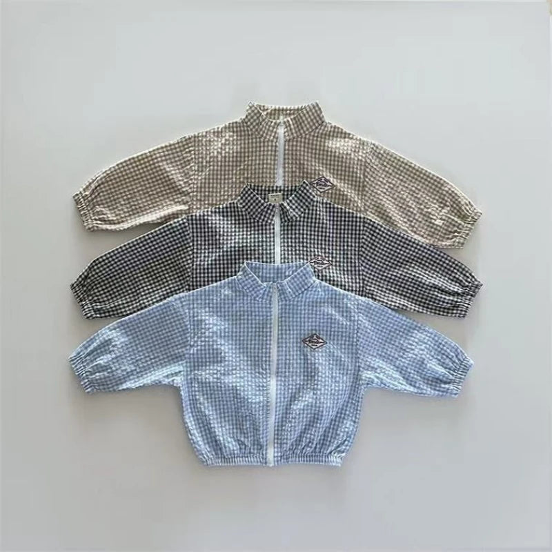 Plaid Cotton Jacket And Shorts Set for Kids