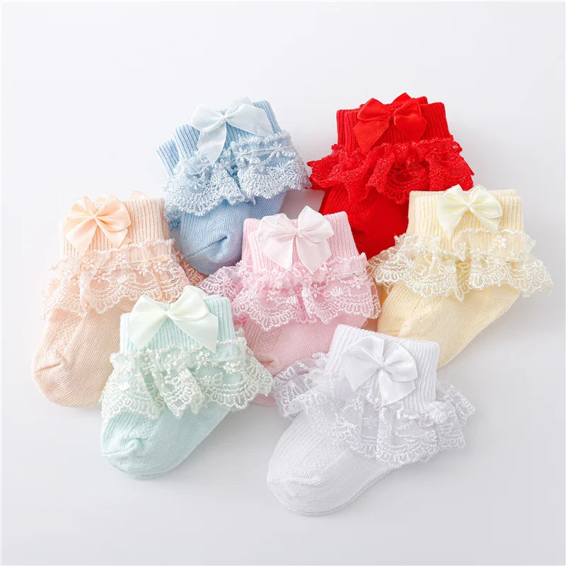 Cotton Lace Baby Socks for Girls 0-24 Months