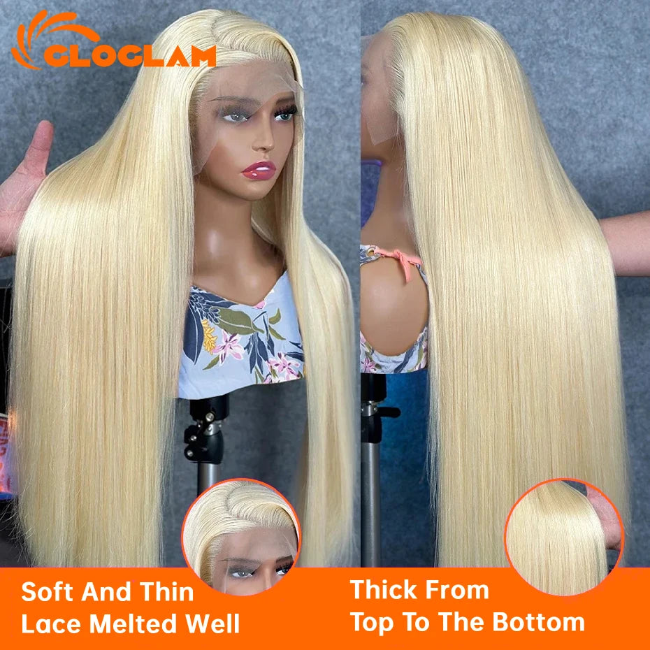 Straight 360 Lace Front Wig Human Hair Blonde 613