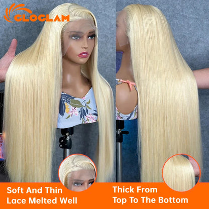 Straight 360 Lace Front Wig Human Hair Blonde 613